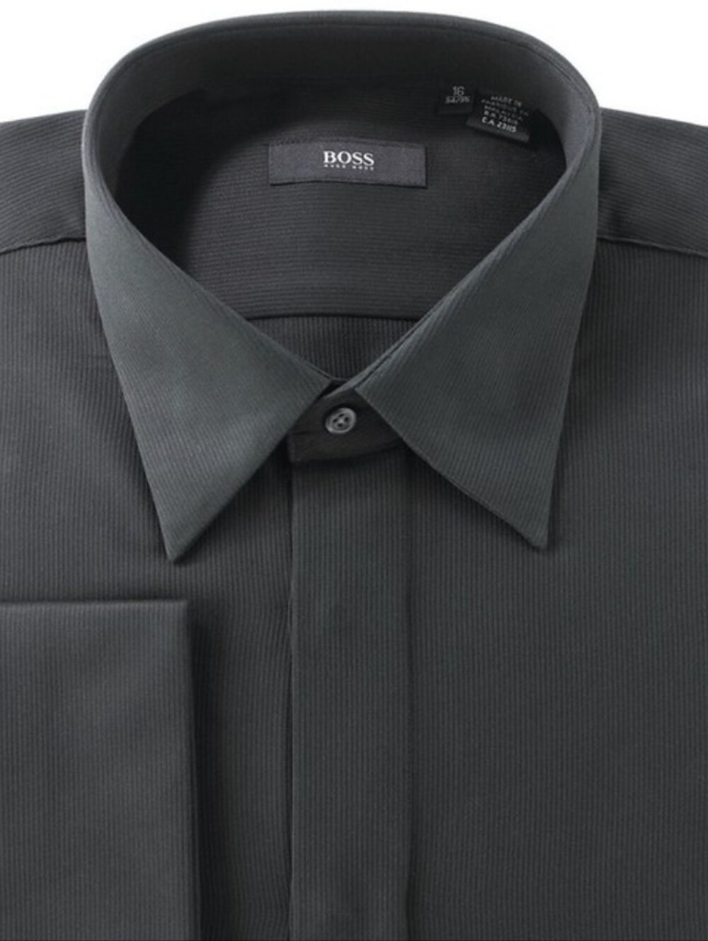 BOSS Men's Black Textured Classic FIT Dress Shirt Size 16-1/2